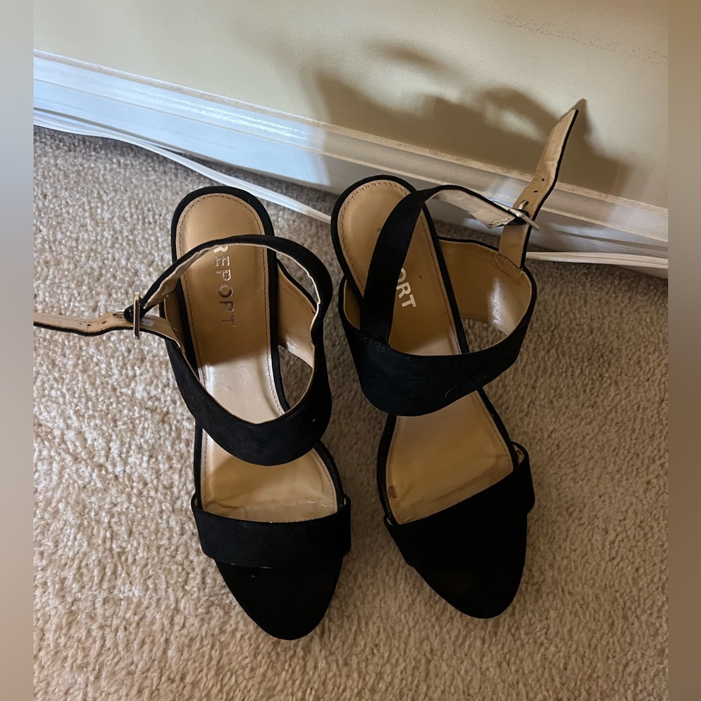REPORT black velvet heels with straps